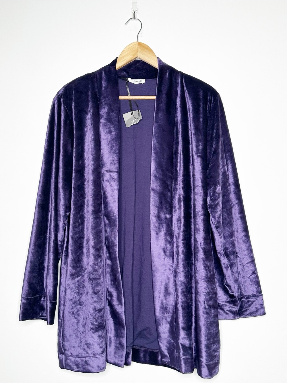 Kettlewell NWT Purple Velvet Open Front Cardigan Blazer Jacket Size XL
